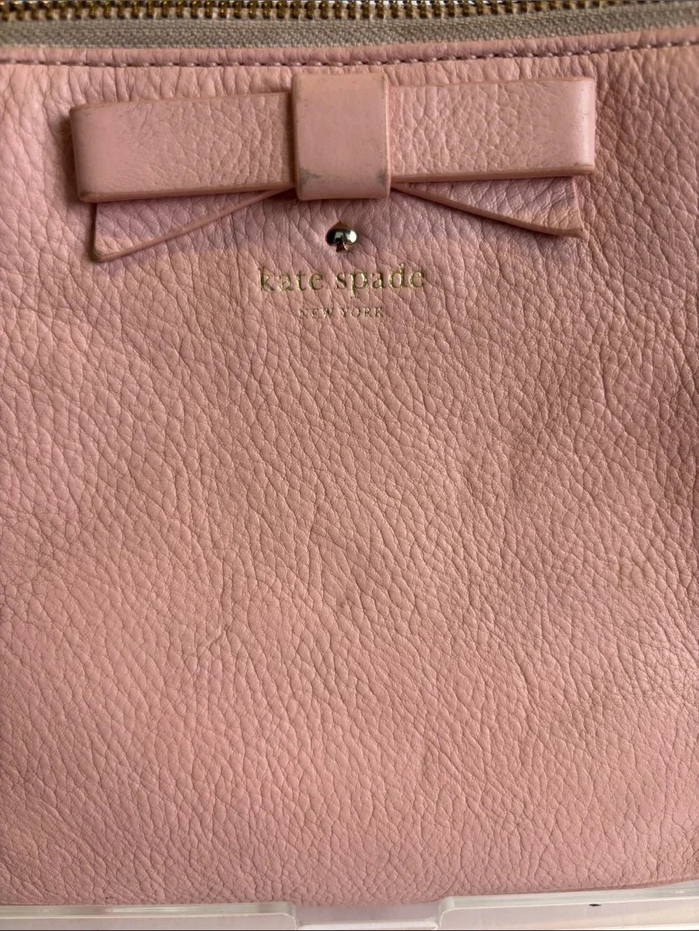 kate spade Pink Pebbled Leather Crossbody with Bow Detail